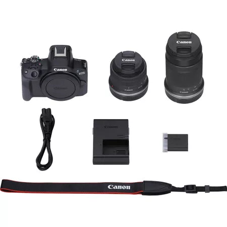 Canon EOS R50, Nero + obiettivi RF-S 18-45mm IS STM Lens + obiettivi RF-S 55-210mm IS STM - Scopri l'innovazione di alta qualità - a soli 1097€